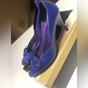 Dolcis Size 7 M Purple/Royal Blue  Leather Knot Bow Pumps.3inch Heel.SEE PICS.